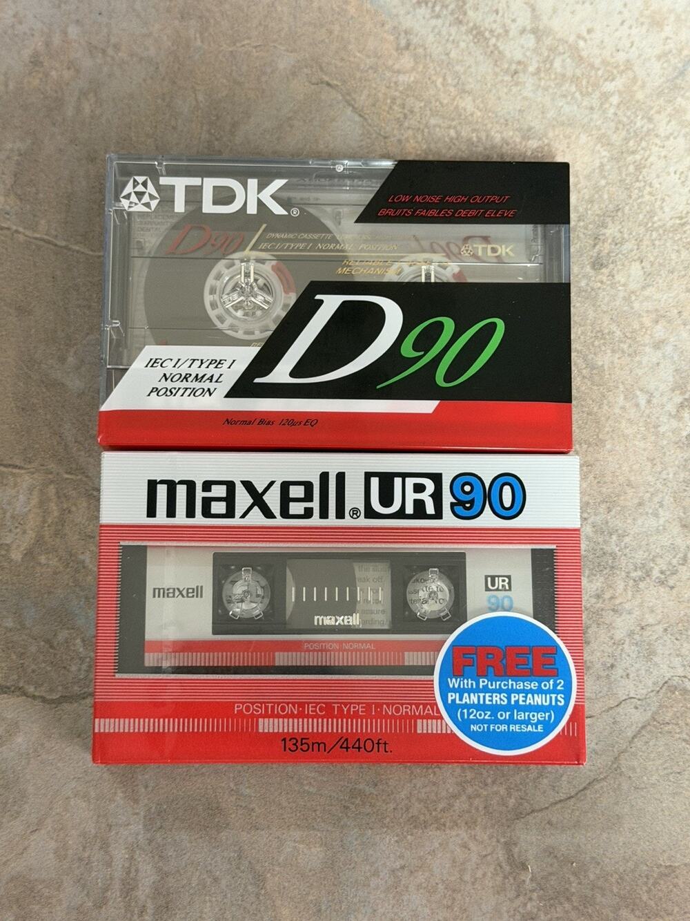 MAXELL UR90 & TDK D90 Cassette Tape Sealed